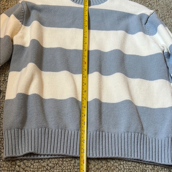 Striped Blue and Cream Women's Sweater - Picture 8 of 12